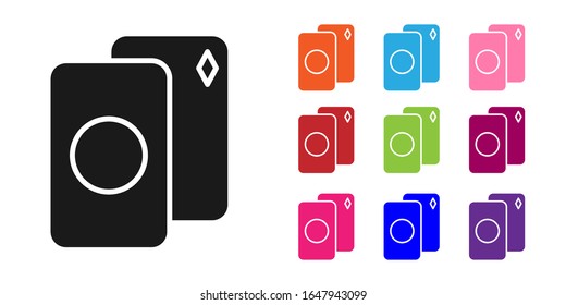 Black Deck of playing cards icon isolated on white background. Casino gambling. Set icons colorful. Vector Illustration