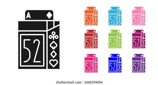 Black Deck of playing cards icon isolated on white background. Casino gambling. Set icons colorful. Vector Illustration