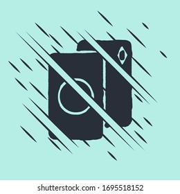 Black Deck of playing cards icon isolated on green background. Casino gambling. Glitch style. Vector Illustration