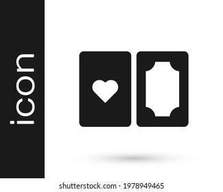 Black Deck of playing cards icon isolated on white background. Casino gambling.  Vector
