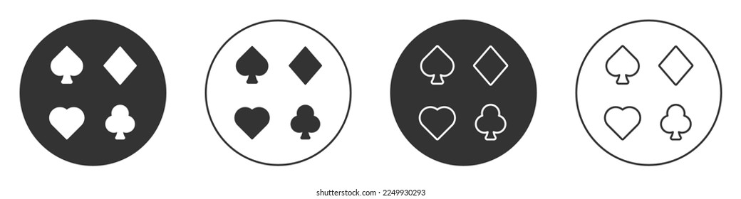 Black Deck of playing cards icon isolated on white background. Casino gambling. Circle button. Vector