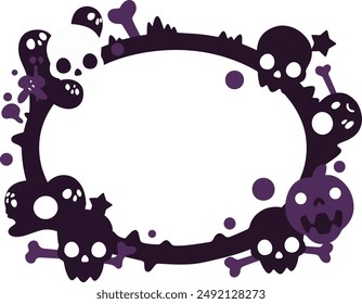 Black decoration frame inspired by Halloween,skull and pumpkin