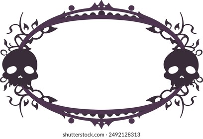 Black decoration frame inspired by Halloween, skull