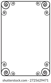 Black decorative arch frame vertical with vintage contour lines. 21