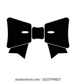 Black decorative bow for gift decoration. Ribbon bow on white background.