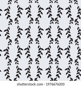 Black decorative fern branch seamless pattern background design.