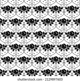 patrón floral decorativo negro sobre fondo blanco