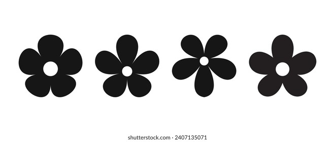 Icono de flores de color negro decorativo Ilustración vectorial