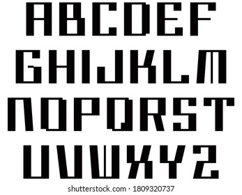 Black decorative font isolated on white background.Vector art alphabet.