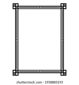 Black decorative frame. Border for decoration of diplomas, certificates, invitations, announcements, business cards. Traditional oriental style. Drawing for design. Vector illustration.