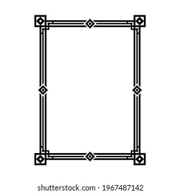 Black decorative frame. Border for decoration of diplomas, certificates, invitations, announcements, business cards. Traditional oriental style. Drawing for design. Vector illustration.