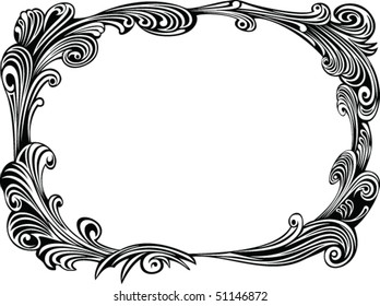 black decorative frame with filigree elements