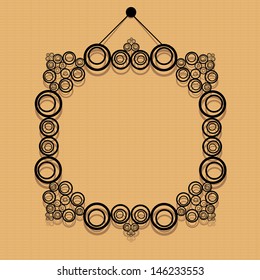 black decorative frame on retro brown wall. vector illustration. cut paper design retro frame.