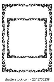 Black decorative frames. Buryatian, Mongolian ethnic style. 