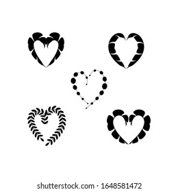 Black decorative hearts on white background sign. Symbol linked, join, love, passion and wedding. Vector illustration