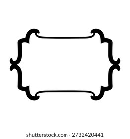 Black decorative label frame, ornate vintage cartouche for headings, awards, and elegant graphic design accents