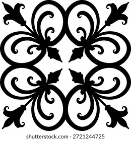Patrón de adorno decorativo negro sin fondo.
