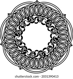 black decorative ornamental knotted wreath or frame