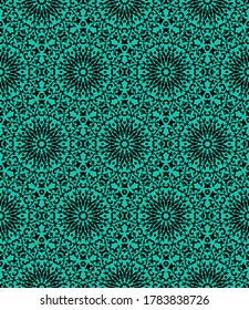 patrón de contorno decorativo negro sobre fondo verde