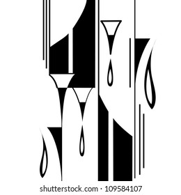 Black decorative pattern with graphic pencils on white background