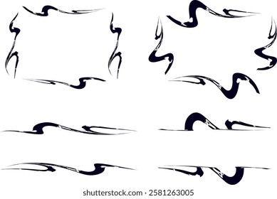 black decorative scribble artwork frames set vector