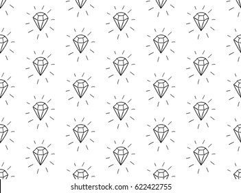 Black Decorative Seamless Background Patterns with Diamonds. Vector Illustration. Pattern Swatch