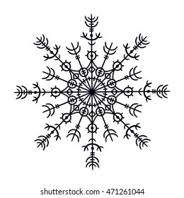 black decorative snowflake on white background