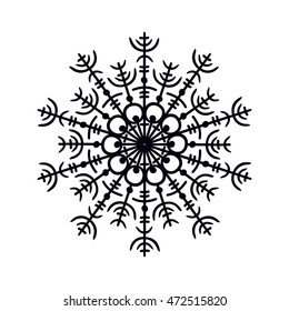 black decorative snowflake on white background