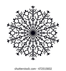 black decorative snowflake on white background