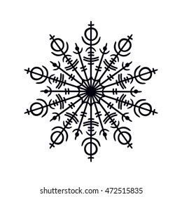 black decorative snowflake on white background
