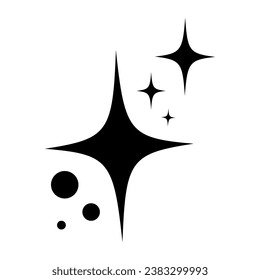 Black decorative sparkles, sparkling stars, shiny flashes of fireworks. Collection original stars. Vector illustration