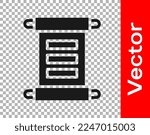 Black Decree, paper, parchment, scroll icon icon isolated on transparent background.  Vector