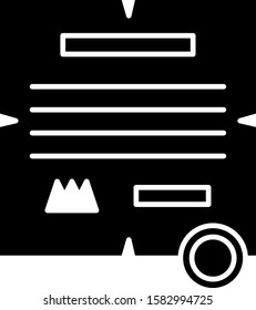 Black Decree, paper, parchment, scroll icon icon isolated on white background.  Vector Illustration