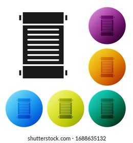 Black Decree, paper, parchment, scroll icon icon isolated on white background. Set icons in color circle buttons. Vector Illustration