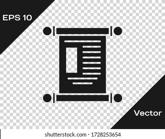 Black Decree, paper, parchment, scroll icon icon isolated on transparent background. Chinese scroll. Vector Illustration