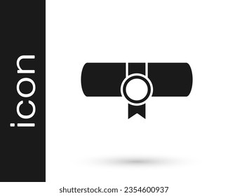 Black Decree, paper, parchment, scroll icon icon isolated on white background.  Vector