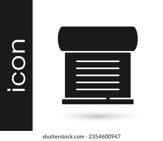 Decreto negro, papel, pergamino, icono de desplazamiento aislado en fondo blanco.  Vector