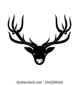 black deer head logo vector template
