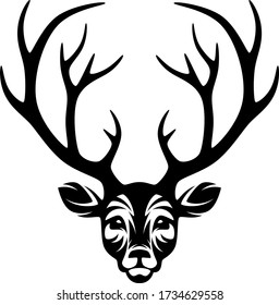 Black Deer Head On White Background Stock Vector (Royalty Free ...