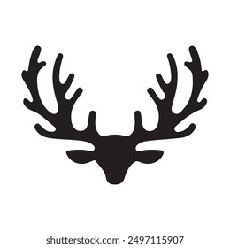 black deer head silhouette on a white background, perfect for minimalist and nature-themed designs. Ideal for logos, branding, and outdoor-inspired projects.