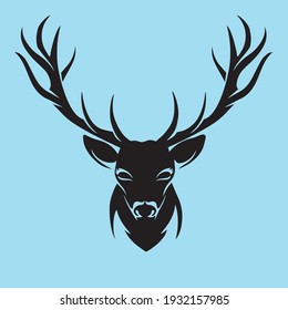 Black Deer Head Vector illustration