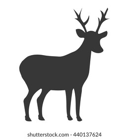 black deer icon side view over isolated background,vector illustration