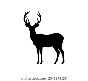 Black deer icon.Logo of deer.Deer simple icon.Reindeer vector symbols.