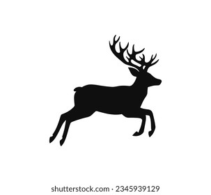 Black deer icon.Logo of deer.Jumping Deer simple icon.Reindeer vector symbols.