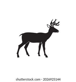 A black deer logo made in a simple and minimalistic style that would be perfect for zoo logos and the like