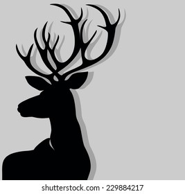 Black deer on a gray background