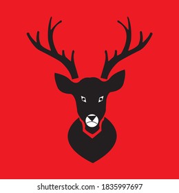 BLACK DEER SHAPE VECTOR LOGO DESIGN