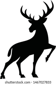 Black deer silhouette icon vector