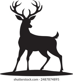 Black deer silhouette vector art
