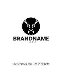 Black deer silhouette vector logo
